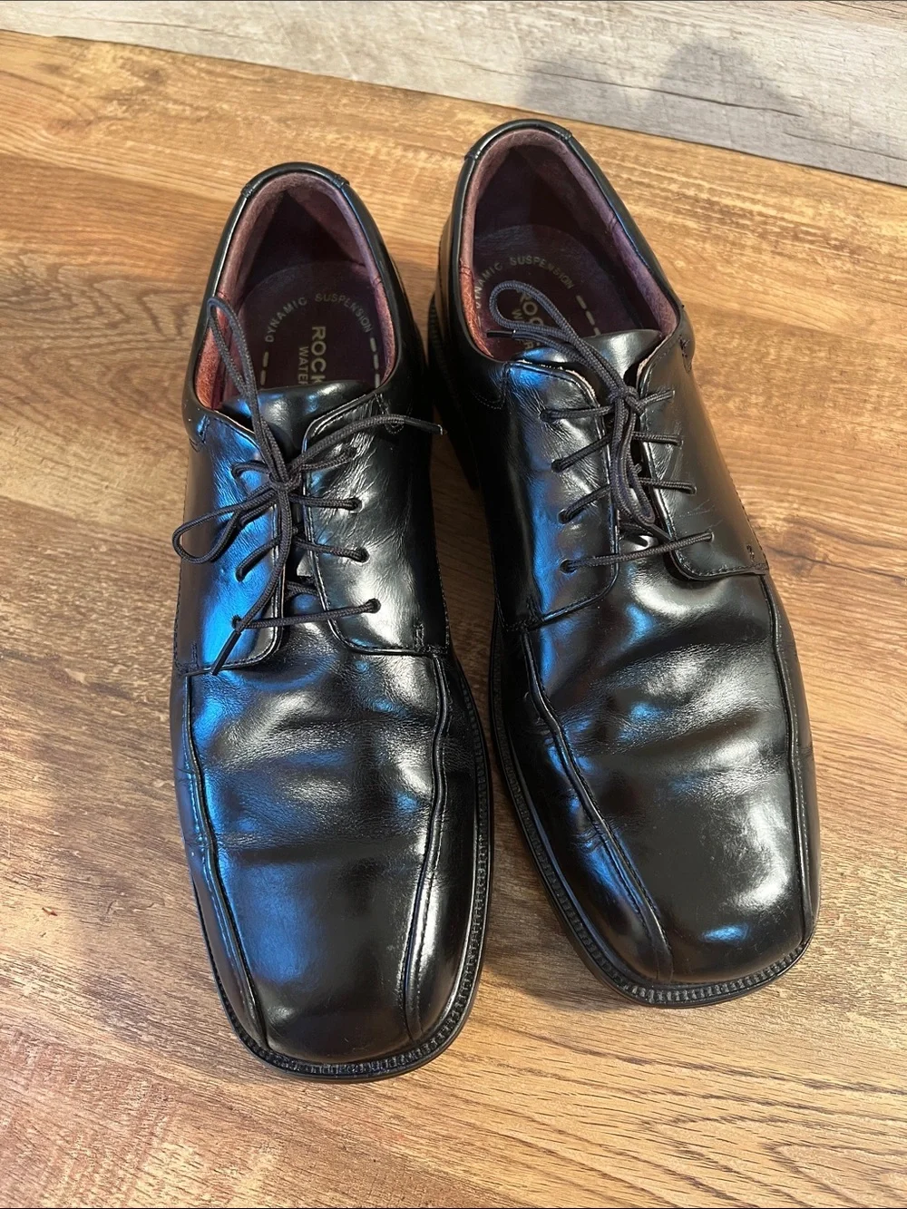 Rockport Waterproof Black Leather Lace-Up Oxford Dress Shoes Dynamic Suspension